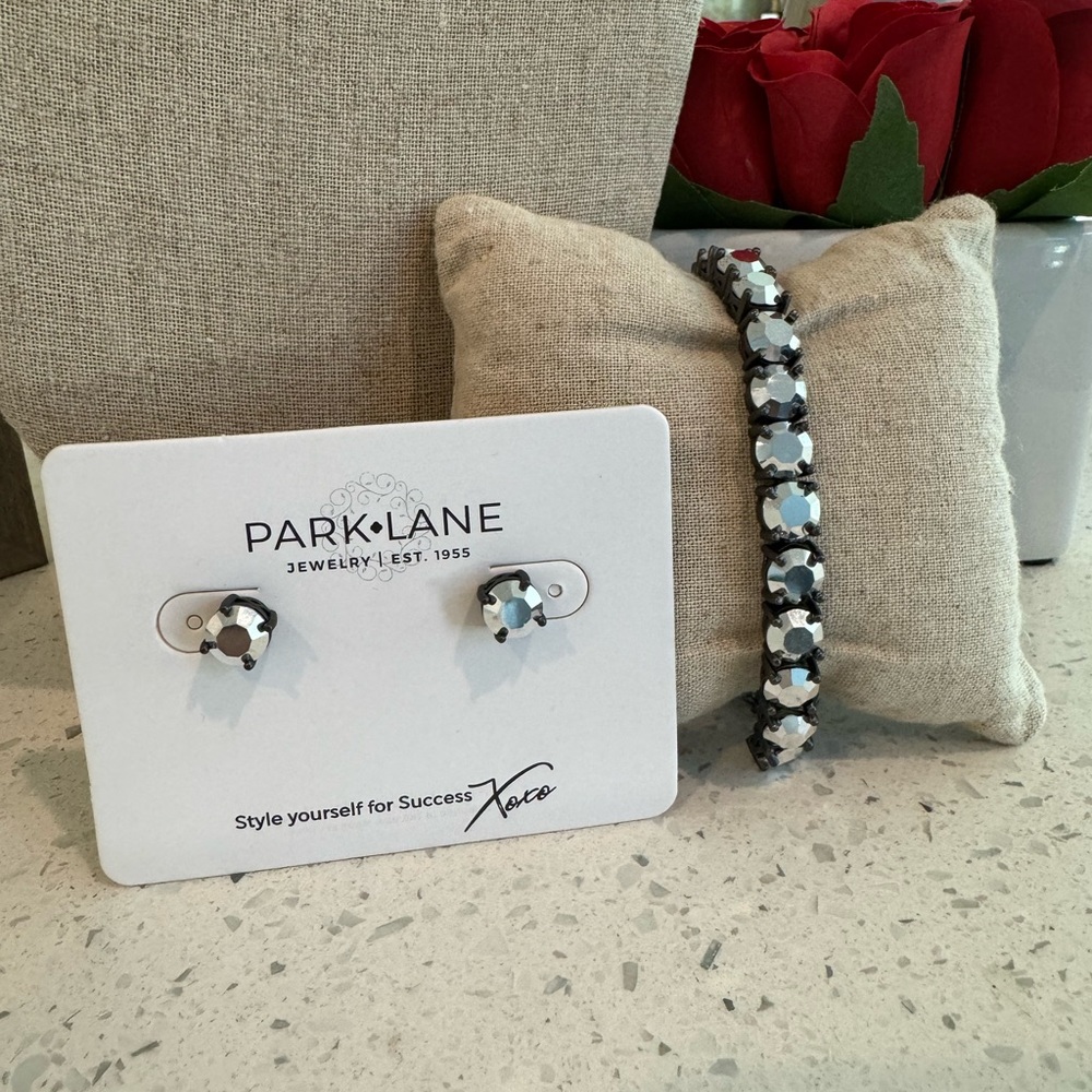 Chrome Impression Earrings and bracelet Set